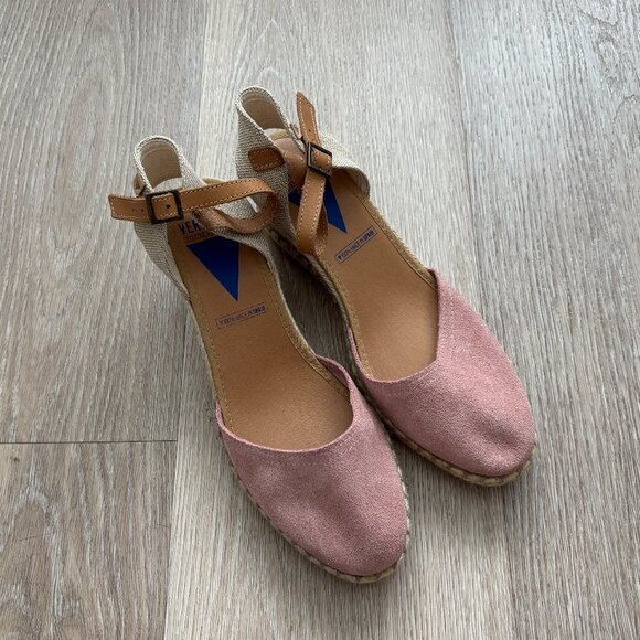 Malena Antique Pink Suede Wedge Espadrilles – Size 40 (approx. US 9) - Picture 2 of 7